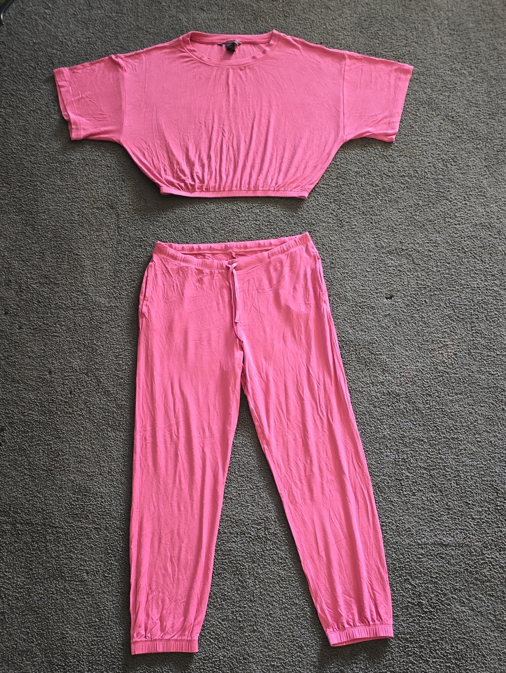 Victoria's Secret Luxe Pink Cropped Top & Drawstring Joggers Set